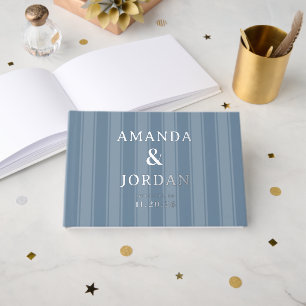 Elegant Blue Stripes Guest Book