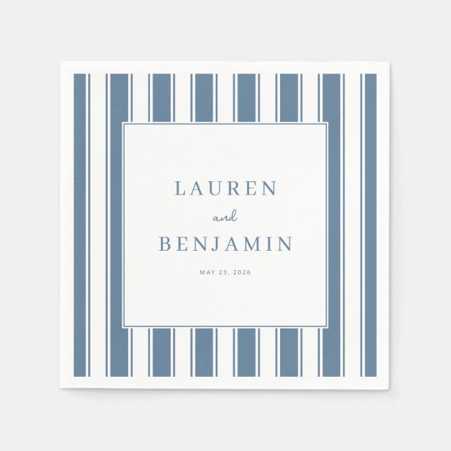 Elegant Blue Stripes Napkin (Front)
