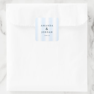 Elegant Blue Stripes Square Sticker
