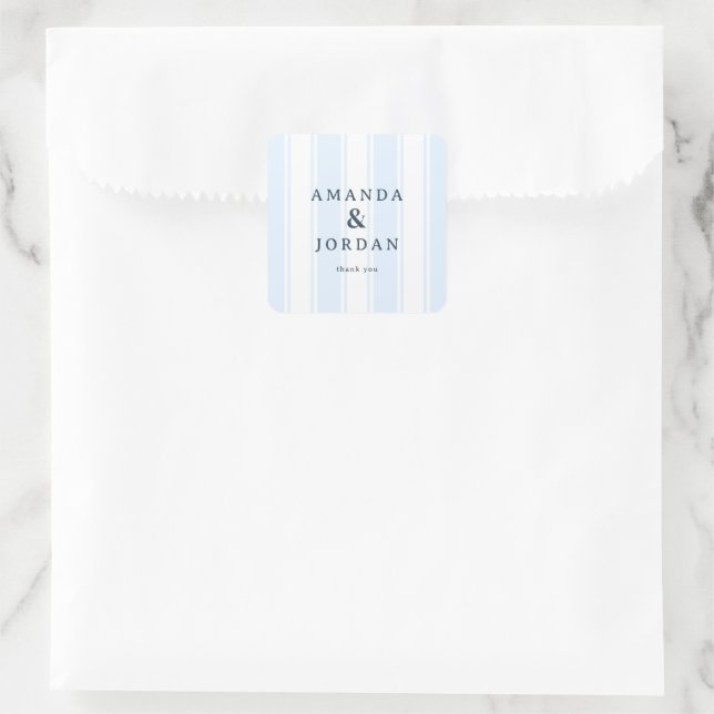 Elegant Blue Stripes Square Sticker (Bag)