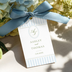 Elegant Blue Stripes Wedding Gift Tags