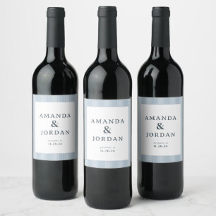 Elegant Blue Stripes Wine Label