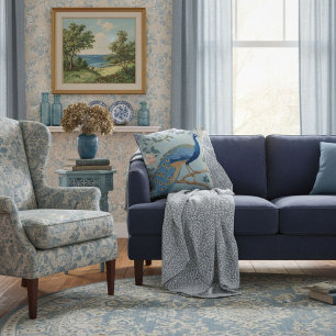 Elegant blue stylish retro pattern for her  cushion