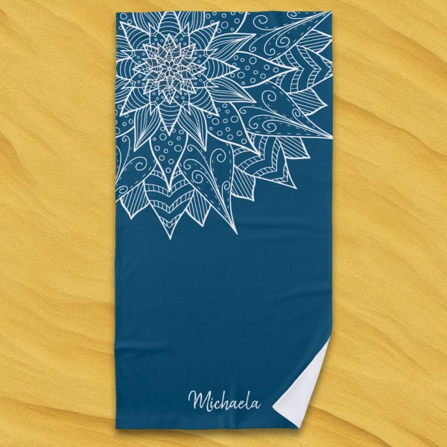 Elegant Blue Summer Floral Beach Towel (Creator Uploaded)