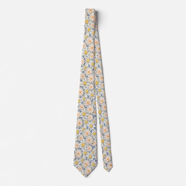 Elegant blue sunflower neck tie (Front)
