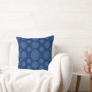 Elegant Blue Sunmica Texture with Floral Pattern Cushion