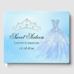 Elegant Blue Sweet Sixteen Guest Book