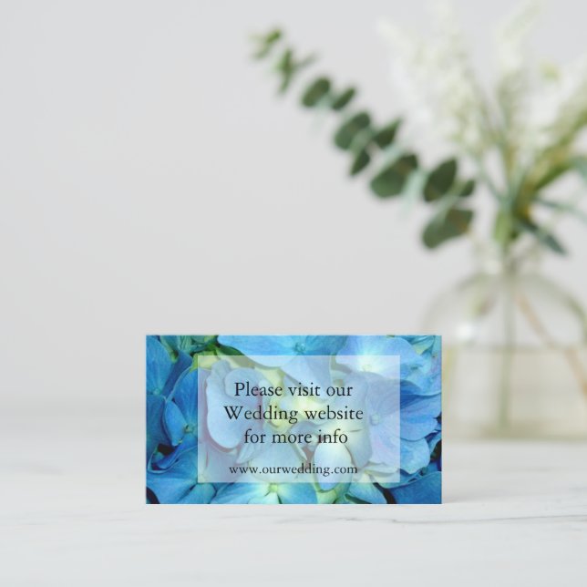 Elegant blue teal floral hydrangeas blue roses enclosure card (Standing Front)