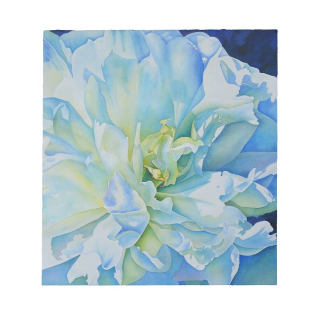 Elegant blue teal floral watercolor  notepad (Front)