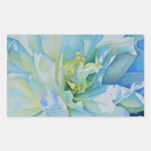 Elegant blue teal floral watercolor  rectangular sticker