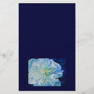 Elegant blue teal floral watercolor stationery