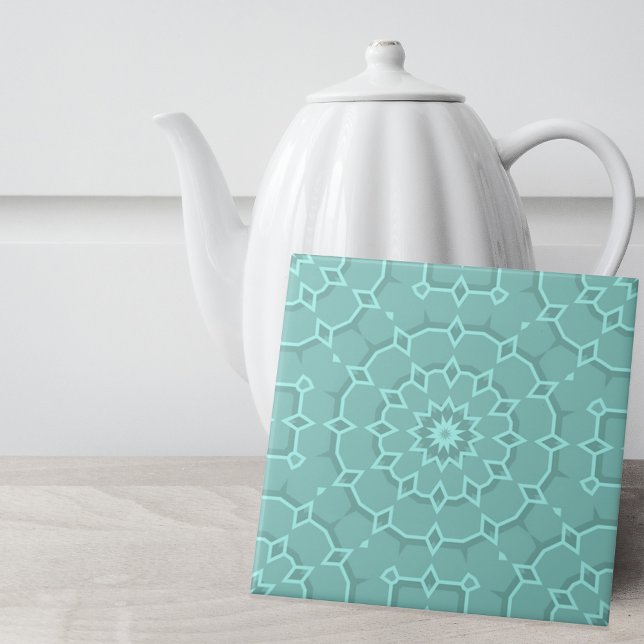 Elegant Blue Teal Mosaic Moroccan Geometric Tile (Creator Uploaded)