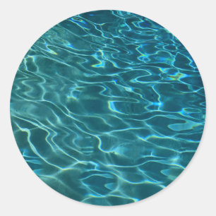 Elegant blue teal water pattern ocean lake waves classic round sticker