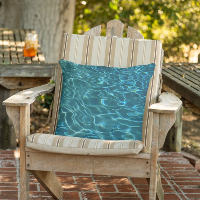 Elegant blue teal water pattern ocean lake waves cushion (Chair)