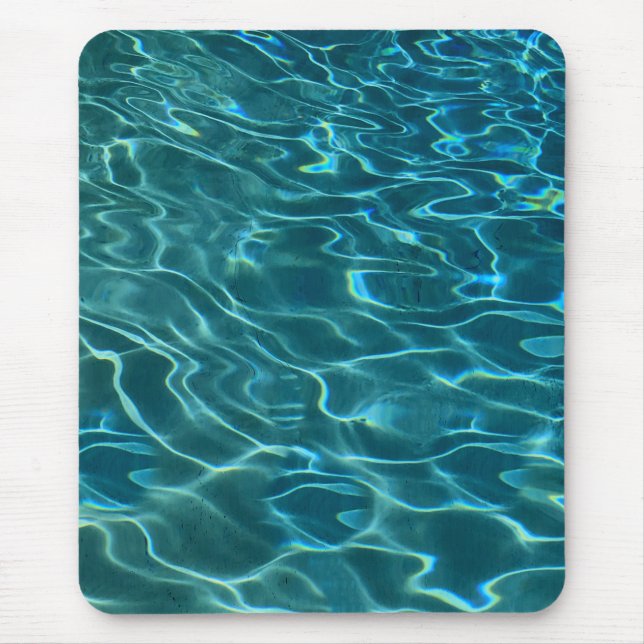 Elegant blue teal water pattern ocean lake waves mouse mat (Front)