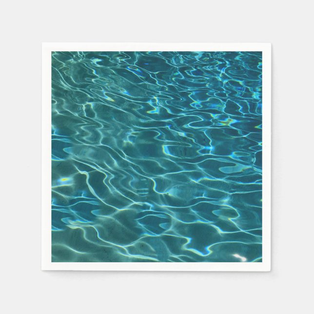 Elegant blue teal water pattern ocean lake waves napkin (Front)