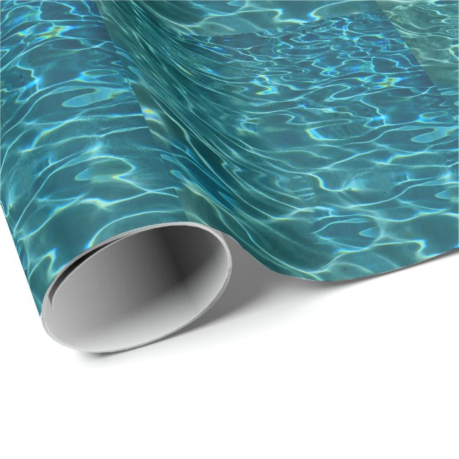 Elegant blue teal water pattern ocean lake waves wrapping paper (Roll Corner)
