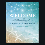Elegant Blue Teal Watercolor Beach Welcome Party Poster<br><div class="desc">From elegant beach weddings to birthday parties and other events, create your own personalised welcome party signs using a simple DIY template that is easy to design on. The unique watercolor beach art by Raphaela Wilson combines soft coastal ocean wave blends of light blue, teal green, and features a pair...</div>