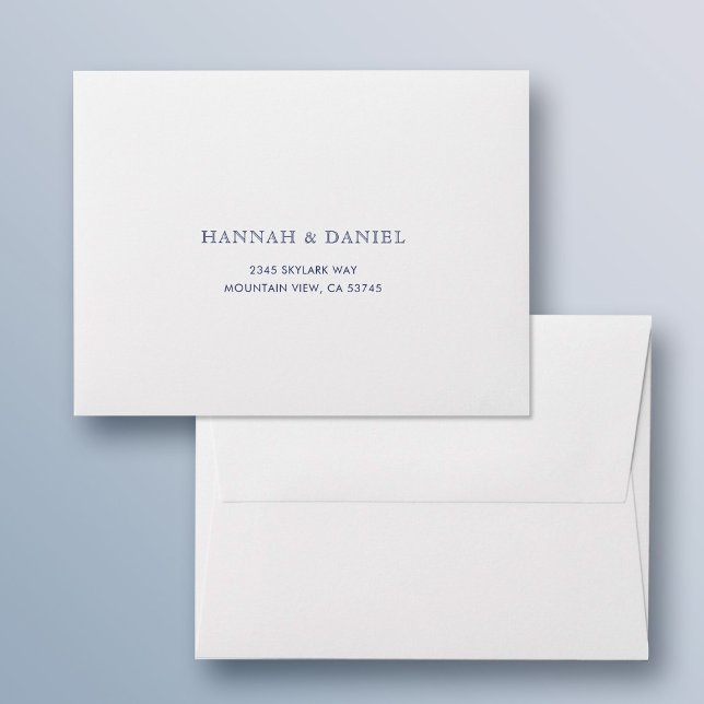 Elegant Blue Text Wedding Return Address RSVP Envelope (Creator Uploaded)