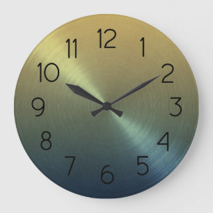 Elegant Blue to Gold Ombre Gradient Large Clock