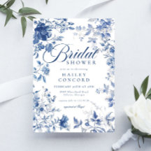 Elegant Blue Toile Chinoiserie Bridal Shower