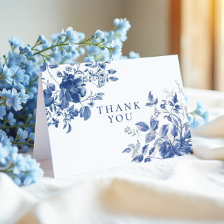 Elegant Blue Toile Chinoiserie Bridal Shower Thank You Card