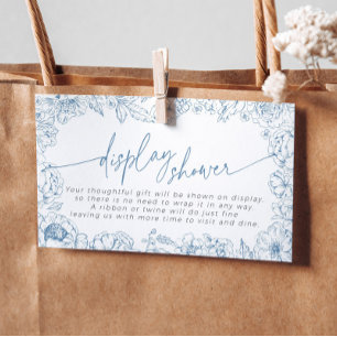 Elegant Blue Toile de Jouy Bridal Display Shower Enclosure Card