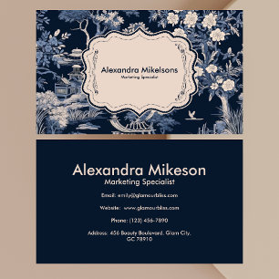 Elegant Blue Toile De Jouy Business Card