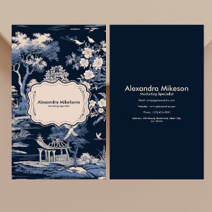 Elegant Blue Toile De Jouy Business Card
