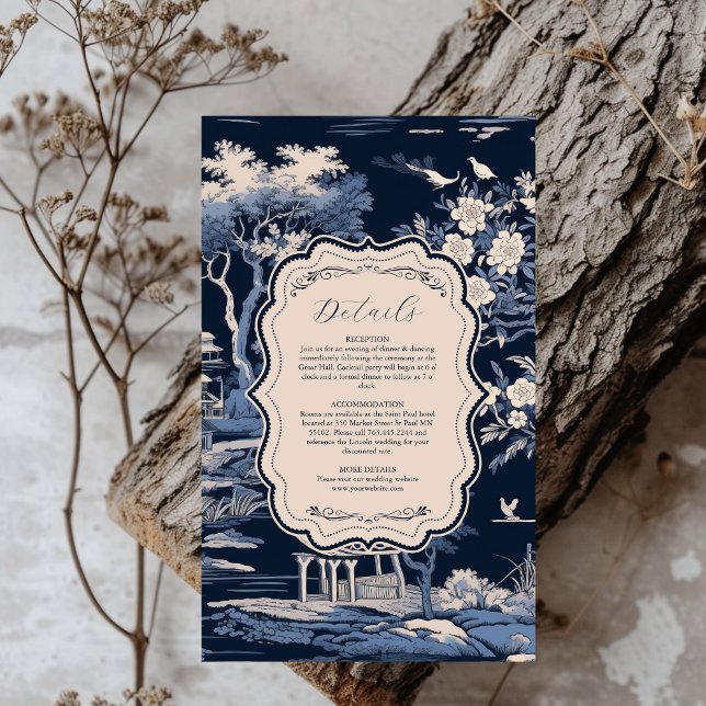 Elegant Blue Toile De Jouy  Wedding Enclosure Card (Creator Uploaded)