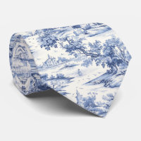 Elegant Blue Toile French Romantic Pattern