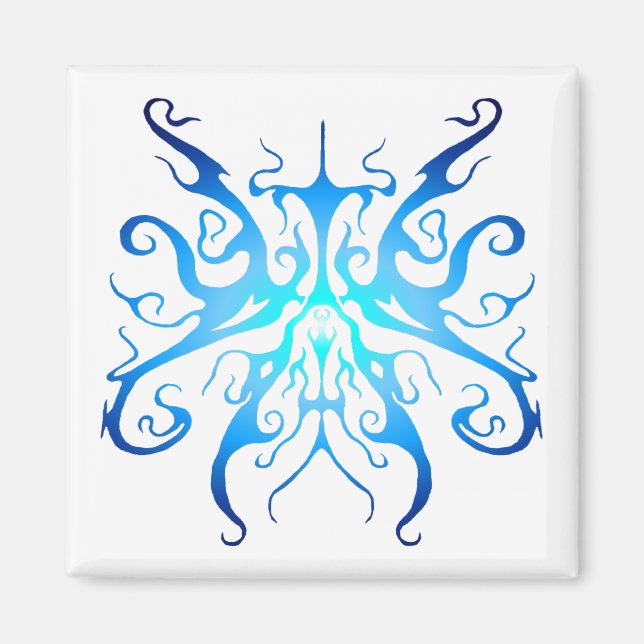 Elegant Blue Tribal Mask Abstract Design Magnet (Front)