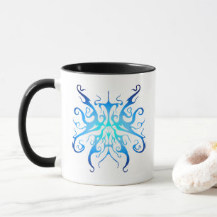 Elegant Blue Tribal Mask Abstract Design Mug
