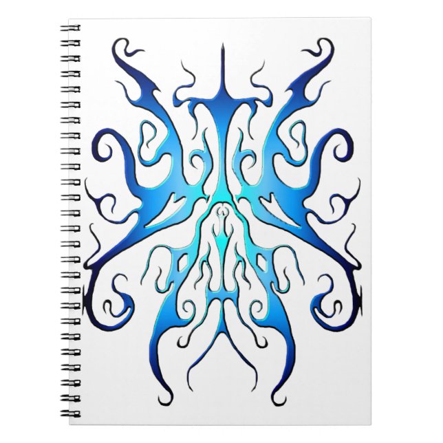 Elegant Blue Tribal Mask Abstract Design Notebook (Front)