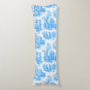 Elegant blue turquoise toile de jouy body cushion