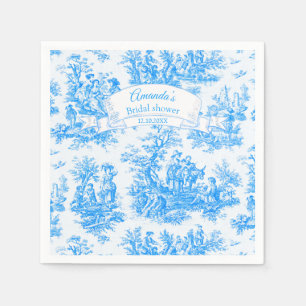 Elegant blue turquoise toile de jouy Bridal shower Napkin