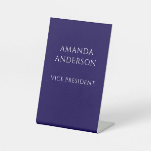 Elegant Blue Vice President Title Name Plate Pedestal Sign