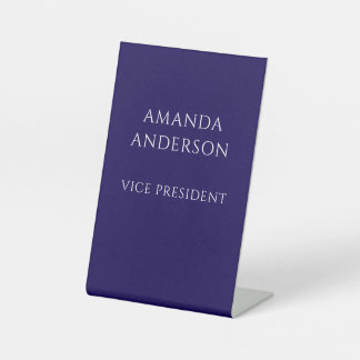 Elegant Blue Vice President Title Name Plate Pedestal Sign