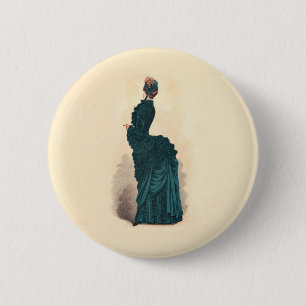 Elegant Blue Victorian Dress Fashion 6 Cm Round Badge