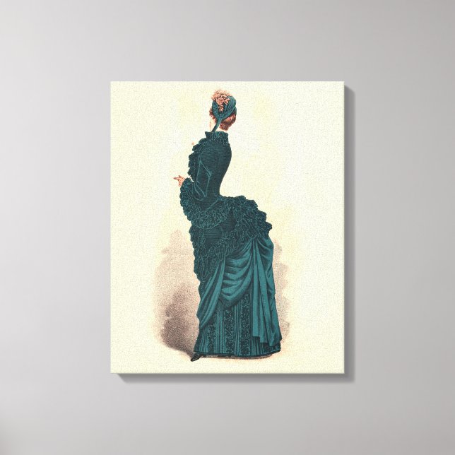 Elegant Blue Victorian Dress Fashion Canvas Print (Front)