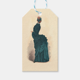 Elegant Blue Victorian Dress Fashion Gift Tags