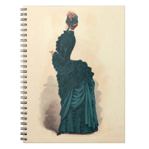 Elegant Blue Victorian Dress Fashion Notebook