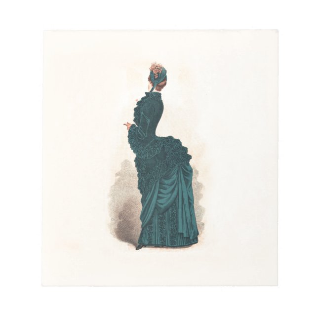 Elegant Blue Victorian Dress Fashion Notepad (Front)