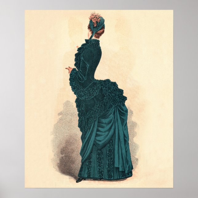 Elegant Blue Victorian Dress Fashion Poster (Front)