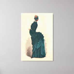 Elegant Blue Victorian Dress Fashion Woman Art Canvas Print