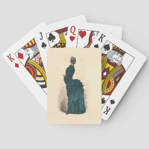 Elegant Blue Victorian Dress Fashion Woman Art Playing Cards