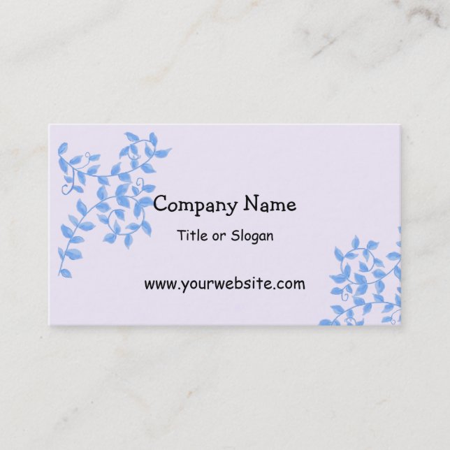 Elegant Blue Vines Business Card (Front)