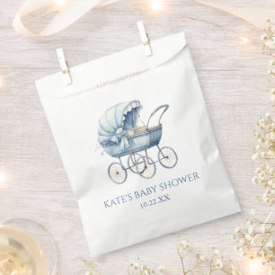 Elegant Blue Vintage Baby Carriage Baby Shower Favour Bags