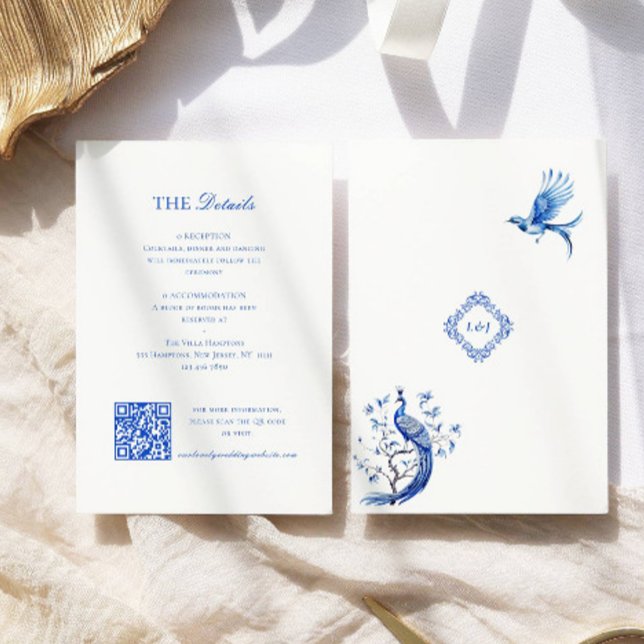 Elegant blue vintage chinoiserie Wedding Enclosure Card (Creator Uploaded)