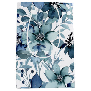 Elegant Blue Vintage Chintz Pattern  Medium Gift Bag